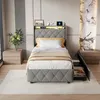 UnboxG Letto imbottito 90x200 cm grigio con 2 cassetti, Anteprima dell’immagine prodotto 3
