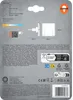 The back of a product package showing dimensions, specifications, and recycling information. Produktbild-Vorschau