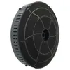 A round black charcoal filter with a gray plastic side casing. Produktbild-Vorschau