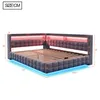 A diagram of a bed with dimensions and LED lighting. Produktbild-Vorschau