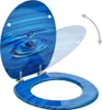 A toilet seat and lid with a blue water drop design, shown open. Náhľad obrázku produktu
