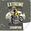 MuchoWow® Poster Motorrad - Mann - Retro - Gelb 30x30 cm - Produktbild-Vorschau 1