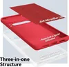 An exploded view of a red phone case showing its three-layer structure. Produktbild-Vorschau