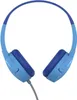A pair of blue and dark blue on-ear headphones against a white background. Produktbild-Vorschau