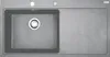 A top-down view of a granite kitchen sink with a drain and faucet hole. Produktbild-Vorschau