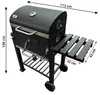 A black charcoal grill with dimensions indicated by measurement lines and text. Podgląd zdjęcia produktu