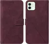 A product shot of a brown iPhone 12 flip case, shown open and closed. Produktbild-Vorschau