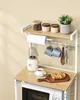 A kitchen organization shelf unit with a microwave underneath, featuring various kitchen items. Náhled obrázku produktu