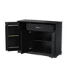 A black sideboard with its doors and a drawer open, showing the interior shelves and drawer. Anteprima dell’immagine prodotto