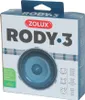 The image shows the retail packaging for a Zolux Rody.3 exercise wheel for small animals. Produktbild-Vorschau