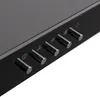 A close-up view of the control panel of a black kitchen appliance, likely a range hood, showing several silver buttons with symbols. Podgląd zdjęcia produktu