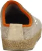 The image shows the back view of a beige slipper with an orange trim. Produktbild-Vorschau