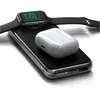 A wireless power bank with an Apple Watch and AirPods charging case on top. Produktbild-Vorschau