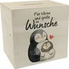Pinguin Mutter und Kind Spardose aus Holz mit Spruch Für Produktbild-Vorschau 1