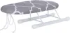 A mini ironing board with a grey and white patterned cover and white metal legs. Produktbild-Vorschau