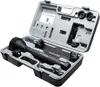A black LED Lenser flashlight kit in a gray carrying case. Podgląd zdjęcia produktu