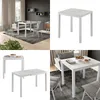 A collage of images showing a white dining table in different settings and angles. Náhled obrázku produktu