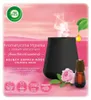 The image shows the packaging of an Air Wick aroma mist diffuser with a calming rose scent. Voir les images du produit