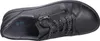 A black leather shoe with laces and a zipper, viewed from above. Produktbild-Vorschau