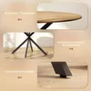 Collage of close-up shots highlighting features of a round dining table. Produktbild-Vorschau