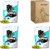 A collage of product packaging and a shipping box for a horse supplement. Anteprima dell’immagine prodotto