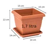 Fioriera quadrata Tradizionale 15 cm Terracotta Capacità Anteprima dell’immagine prodotto 2