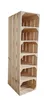 A tall, narrow wooden shelf unit made of stacked crates, with six open compartments, standing against a white background. Produktbild-Vorschau
