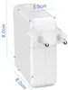 A white power adapter with dimensions indicated by blue lines and text. Produktbild-Vorschau