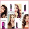Collage of images showing a hair styler and models with styled hair. Produktbild-Vorschau