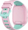 A close-up, angled view of the back of a pink and mint green smartwatch with its strap. Produktbild-Vorschau