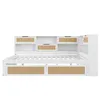 A white daybed with storage drawers and shelving units. Produktbild-Vorschau