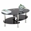 Oval Couchtisch aus Glas mit 2 Ebenen,Beistelltisch mit Produktbild-Vorschau 7