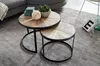 FineBuy Couchtisch 2er Set Mango Massivholz Satztisch Rund Produktbild-Vorschau 5