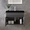 60cm Schwarz Mineralguss Waschtisch mit Unterschrank Produktbild-Vorschau 2