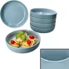 Ritzenhoff 6x Jasper Suppenteller 610ml Graublau Steingut 6 Produktbild-Vorschau 1