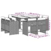 Design 9-tlg. Garten-Essgruppe mit Kissen Grau Poly Rattan, Produktbild-Vorschau 8