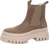 A single taupe colored boot with a thick beige sole is shown against a white background. Podgląd zdjęcia produktu