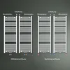 Diagram showing two different connection types for a white radiator. Produktbild-Vorschau