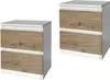 Nachtkommode 2er Set Weiß-Artisaneiche mit 2 grifflosen Produktbild-Vorschau 2