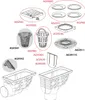 A collage of different parts and assemblies of a drainage system. Produktbild-Vorschau