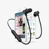 A pair of black wireless earbuds with a control unit are shown in front of two smartphones displaying app interfaces. Produktbild-Vorschau