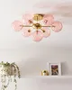 BELIANI Deckenleuchte Rosa u. Gold aus Glas Rund 7 Kugel Produktbild-Vorschau 3