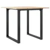 A table with a wooden top and black metal legs, shown from the front on a white background. Produktbild-Vorschau