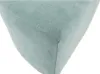 A close-up view of the corner of a teal upholstered ottoman. Podgląd zdjęcia produktu