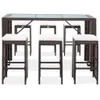 vidaXL 7-tlg. Gartenbar-Set mit Auflagen Poly Rattan Braun Produktbild-Vorschau 1