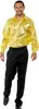 A man wearing a gold disco shirt and black pants, posing against a white background. Náhled obrázku produktu