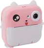 A pink and white mini-thermo printer with a camera, designed to look like a cartoon cat. Produktbild-Vorschau