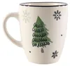 Becher aus Steingut mit grün-weißem Weihnachtsbaum-Motiv, Produktbild-Vorschau 1