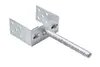 A metal U-shaped post bracket with a rebar-like anchor is shown against a white background. Produktbild-Vorschau