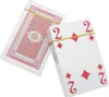 Two decks of playing cards, one showing the back and the other showing the face of a '2 of Diamonds' card, both held together by rubber bands. Náhled obrázku produktu